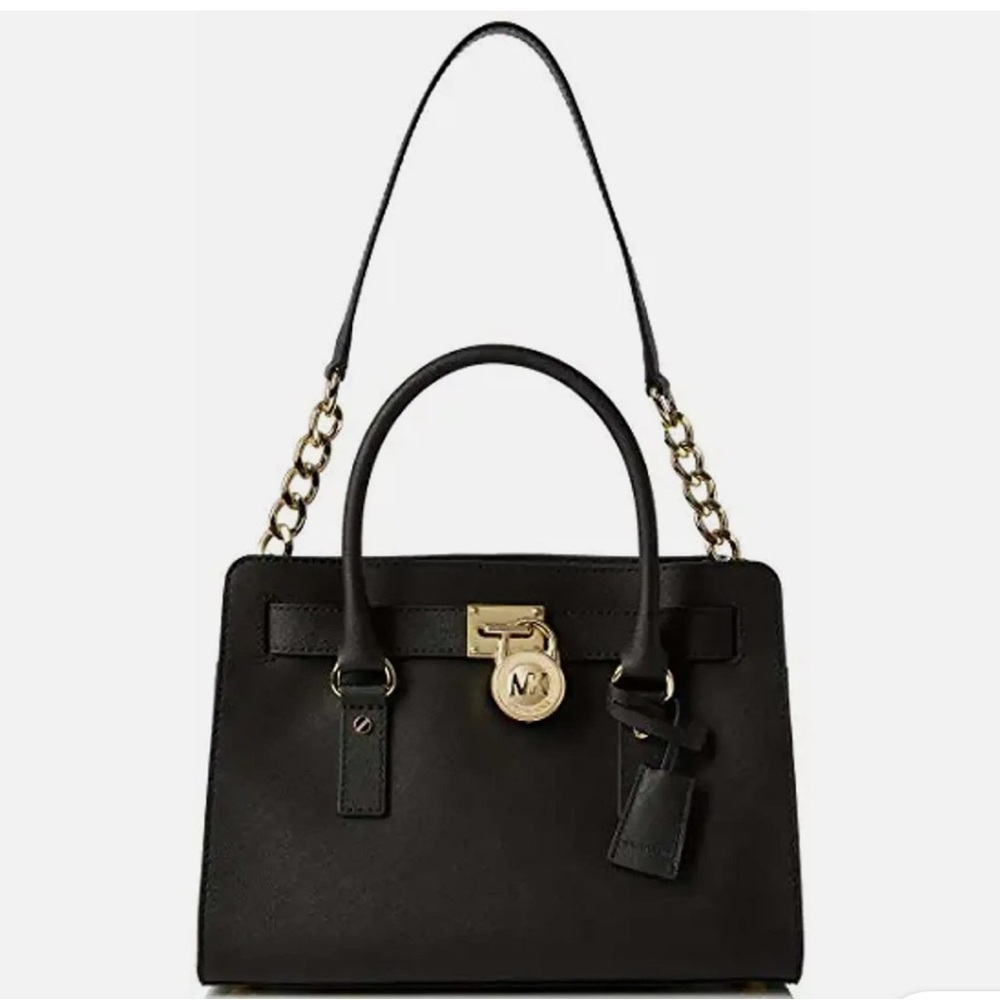 MICHAEL Michael Kors East West Hamilton Large Black Leather Tote - Picture 1 of 9